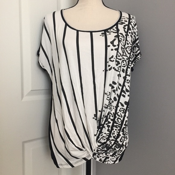 VANILLA SUGAR Striped/Animal Print Batwing Top - Picture 1 of 7